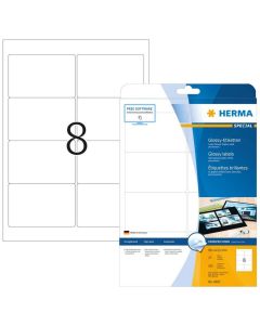 Photo Étiquettes brillantes adhésives blanches - 96 x 63,5 mm HERMA Lot de 200