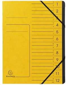 Trieur 12 compartiments à élastiques - Jaune EXACOMPTA