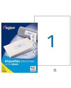 Photo Étiquettes 210 x 297 mm blanches adhésives : AGIPA 119004