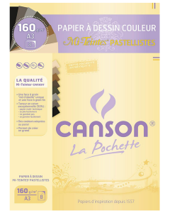 Photo Lot de 8 feuilles de papier dessin A3 - Mi-teintes Couleurs pastel : CANSON