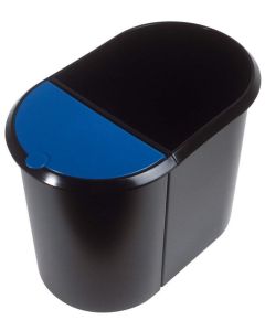 Photo Poubelle en plastique - Duo System - Noir/Bleu : HELIT H6103993