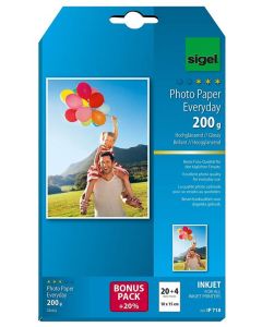 Photo SIGEL IP718 : Papiers photos Brillant Everyday Plus - 10 x 15 cm - 200 g/m²
