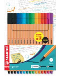 Assortiment Stylos-feutres - Fineliner point 88 STABILO Lot de 15