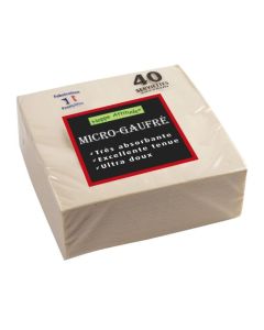Serviettes de table Micro-Gaufrées - 380 x 380 mm - Ivoire PRO NAPPE Lot de 40 image