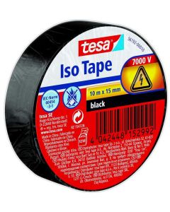 TESA 56192-00010-01 : Ruban adhésif isolant - ISO TAPE - 15 mm x 10 m - Noir